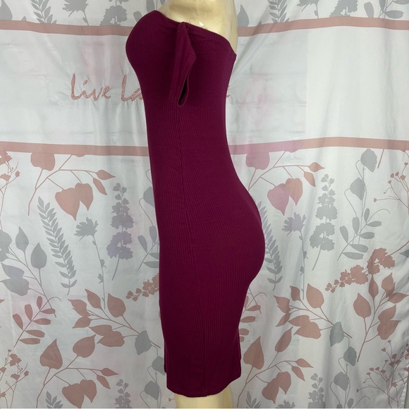 Fashion Nova Burgundy long Off shoulder Dress - Picture 2 of 4